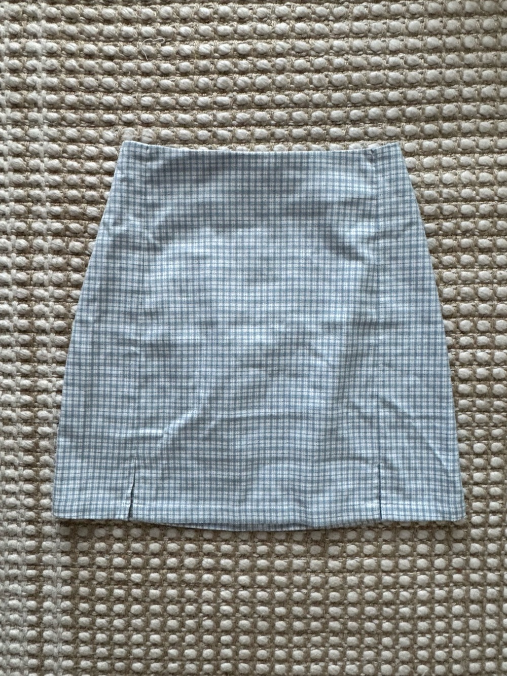 Brandy Melville Light Blue and White Gingham Pencil Skirt